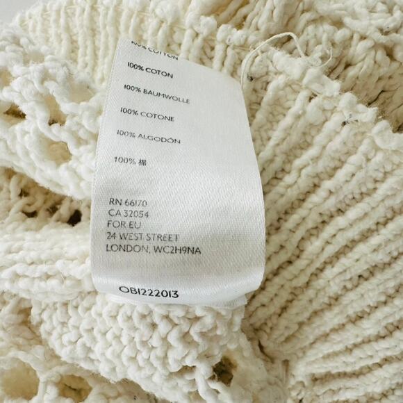 Free People Chloe Cardigan Size Large Cream Open Knit V-Neck 3 Button - Picture 8 of 9